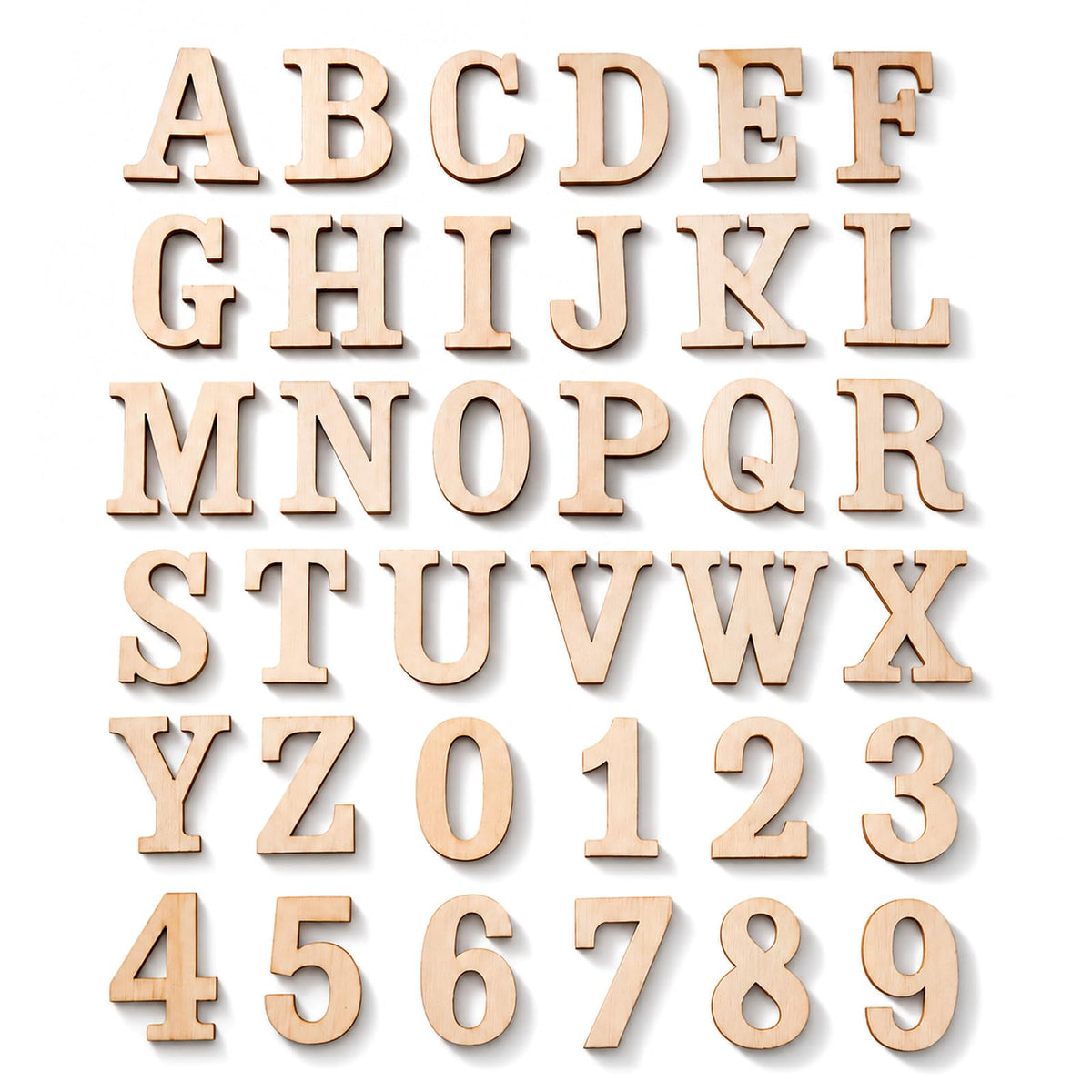 124 Pcs 4cm Unfinished Wood Alphabet Letters Numbers, A-Z 0-9