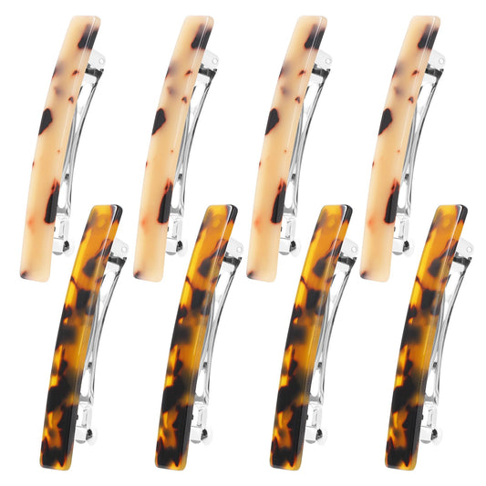 KALIONE Womens Hair Barrettes, 8 Packs Leopard Print Duckbill Hair Clip Tortoise Shell Hair Clip for Fine Hair No Slip Flat Alligator Hair Clips for Women Girls