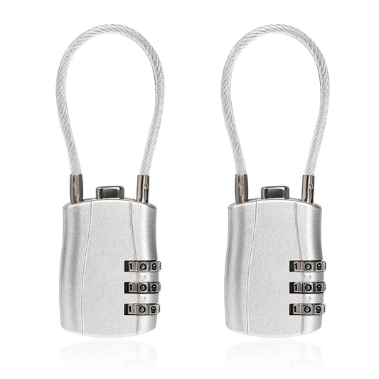 Pack of 2 Padlock Combination Lock Luggage Locks Lock with Combination Code Zinc Alloy Suitcase Lock with Wire Rope Steel Cable for Suitcases Backpacks Bicycle Baskets Luggage Locker Gym