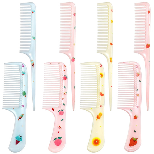 8 Pcs Toddler Comb Cute Hair Comb Set Portable Baby Hair Combs Mini Combs Rat Tail Hairs Styling for All Hair-Types of Women, Girls