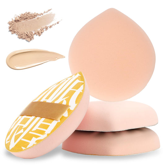 Large Powder Puffs for Face Powder,2 Pcs 3 Inches Teardrop Makeup Sponge Soft Foundation Sponge Makeup Puff Make Up Sponges for Face Foundation,Concealer,Liquid, Cream, and Powder