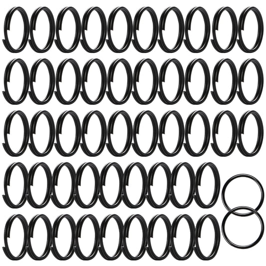 Sliverdew 50-Pack Black Flat Round Key Rings, 10mm Keyring Metal Split Ring Key Chain Ring Connectors Key Ring Hoop for Home Car Keys Attachment