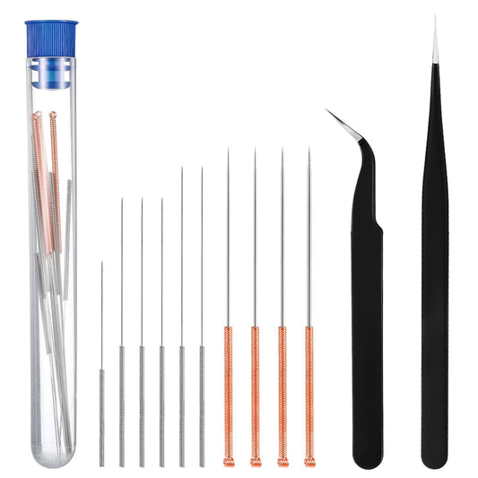 12PCS 3D Printer Nozzle Cleaning Kit, No Clogger 3D Printer Tool Print Nozzle Maintenance Tool Kit 10PCS Cleaning Needles and 2 Tweezers Universal Clog Removal Tools for 3D-Printers
