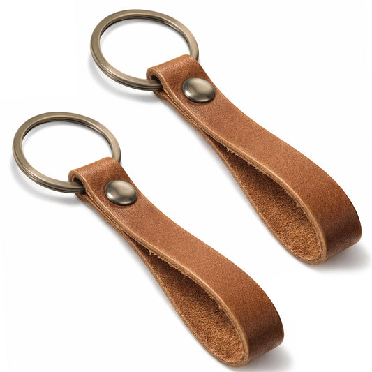 Jxiwfvl 2 PCS Leather Keychain Key Holder Mens Belt Key Chain Ring, Car Keys Chain Holder Small Keychain for Man and Woman's Gifts
