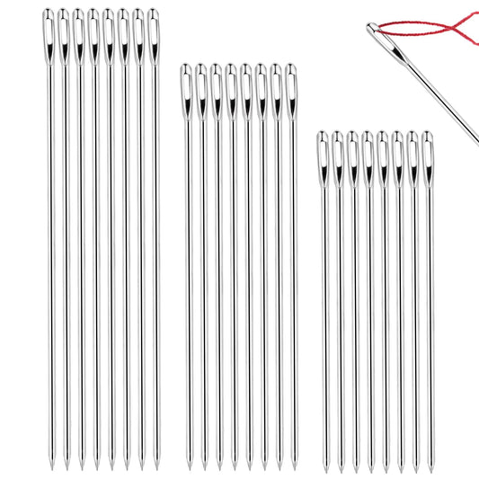 24 Pcs Large Eye Sewing Needles Extra Long Darning Needles 4.9"/5.9"/6.7" Long Straight Hand Needles Upholstery Needles for Doll Making Webbing Leather Carpet Stitching Repair Craft