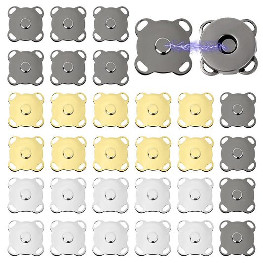 30 Pairs Magnetic Metal Snaps for Sewing, Plum Magnetic Snap Closures Magnetic Buttons for Purse Clothes Handbag Scrapbook Homemade Sewing Craft (14mm,Multicolor)
