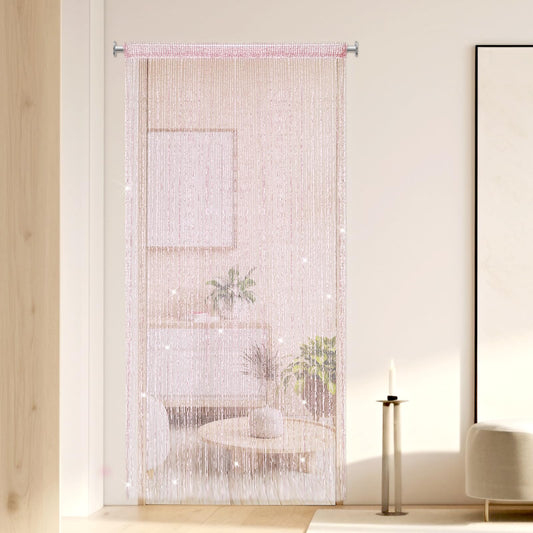 KALIONE Hanging Room Divider, Door String Curtain, Hippie Sequin Decor Fringe Panels Curtain, Beaded Curtain, Closet Window Wall Backdrop Decorations Boho Doors Tassel Screen 39"×79"(Pink)