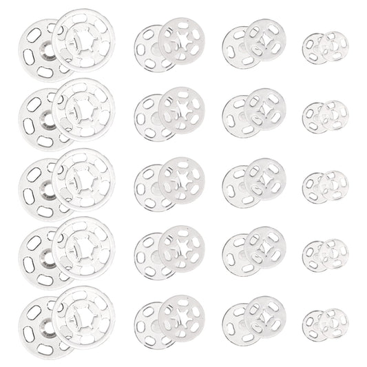 120 Sets Plastic Snap Fasteners Buttons Invisible Sewing on Snap Buttons Round Clear Press Button for Shirts Sewing Clothing DIY Craft, 7mm 12mm 15mm 20mm