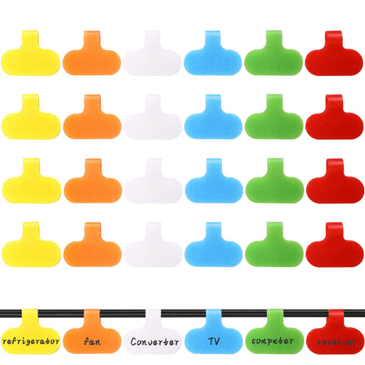 30 Pcs Multi-Color Write on Cord Labels Reusable Cable Tags Wire Tags Name Labels for Clothes Cable Labels for Pc Computer Wire Cord Management and Identification, 6 Color