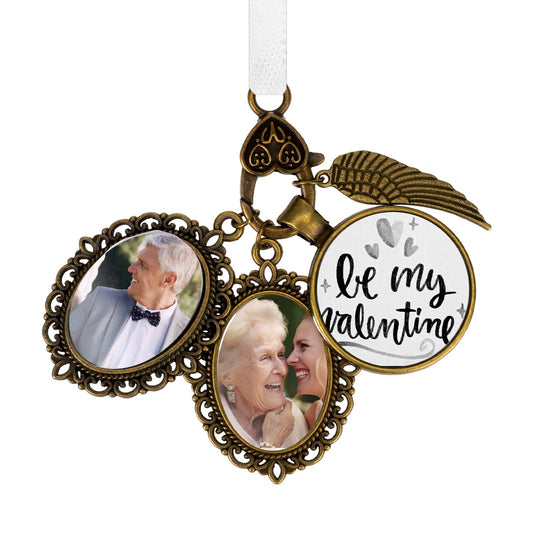 KALIONE Wedding Bouquet Charm Bridal Bouquet Charm Memorial Photo Charm for Wedding Parties Missing You As I Walk Down the Aisle Bride Memorial Charm for Bouquet, Bronze