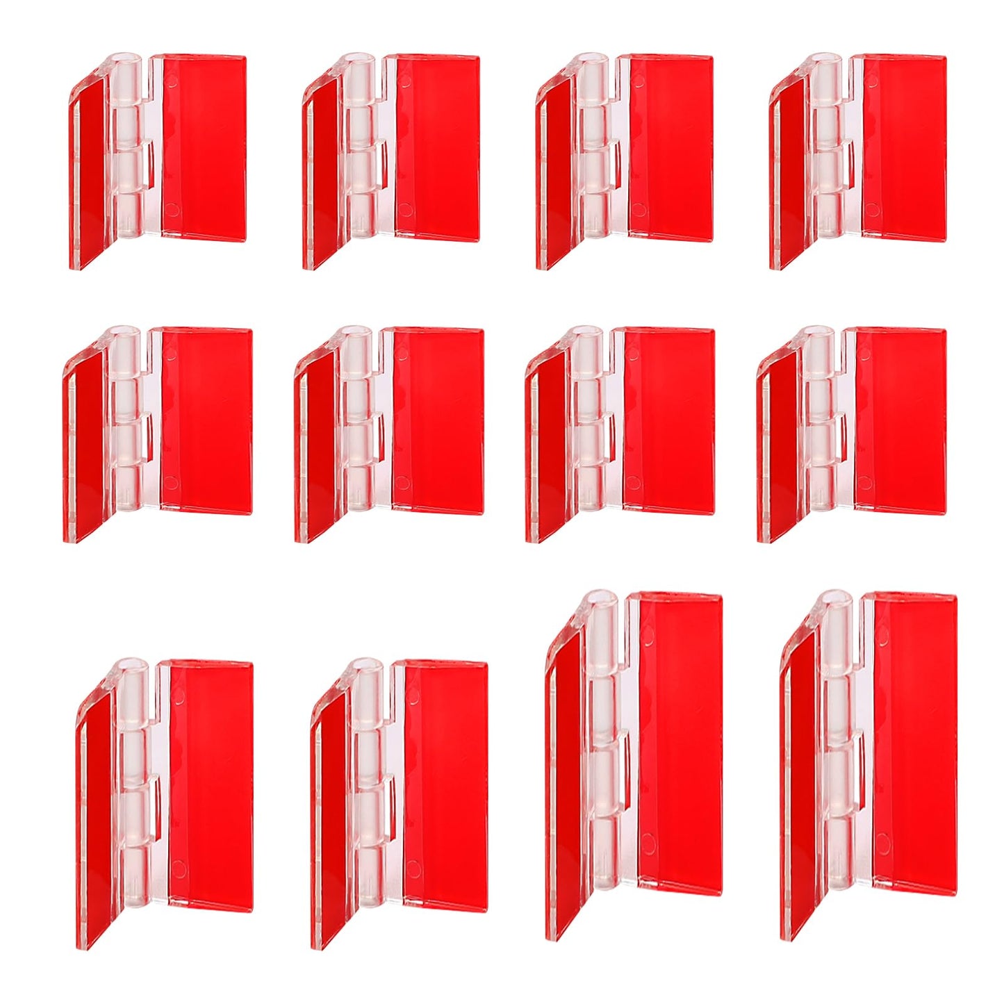 Pack of 12 Plastic Hinges Self Adhesive Clear Small Acrylic Hinges Transparent Continuous Folding Hinge Tools for Cabinet Drawer Furniture DIY Display Stand