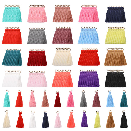 200 Pcs Handmade Soft Craft Tassel 20 Colors Tiny Craft Tassel with Golden Jump Ring Mini Tassel for Earring Jewelry Bookmarks Garland Keychain Making DIY Accessories(1.4Inch/3.5cm)