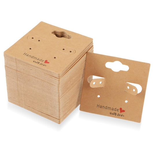 100 Pcs Earring Display Card Set 2" Earring Cards Kraft Earring Display Cards Earring Cards with 6 Holes Earring Holder Cards Earring Packaging Earring Cards for Selling Hanging Crafts Necklace Retail