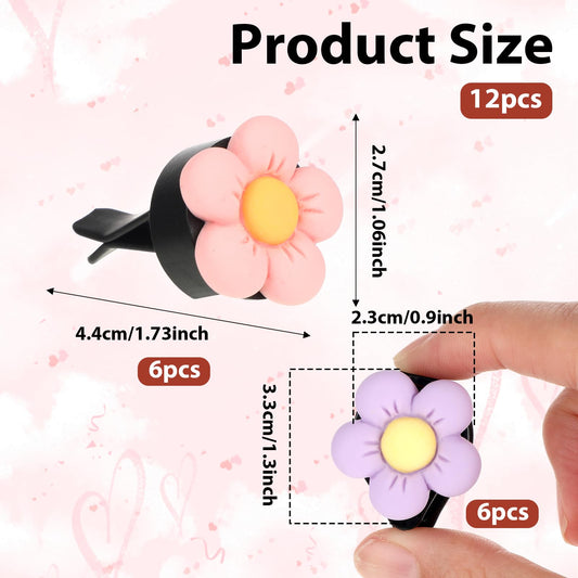 12 Pcs Daisy Air Vent Clips Daisy Hook Car Vent Clips Cute Flower Car Air Fresheners Charms Car Diffuser Vent Clip Air Conditioning Outlet Clip for Car Interior Decoration Accessories for Girls Women