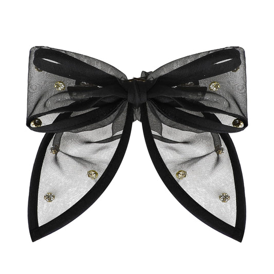 Lace Hair Bow Clips for Women Sweet Tulle Female Hair Clip Crocodile Clip Cute Tulle Bow Barrettes for Girls Toddlers Teens Kids, Black