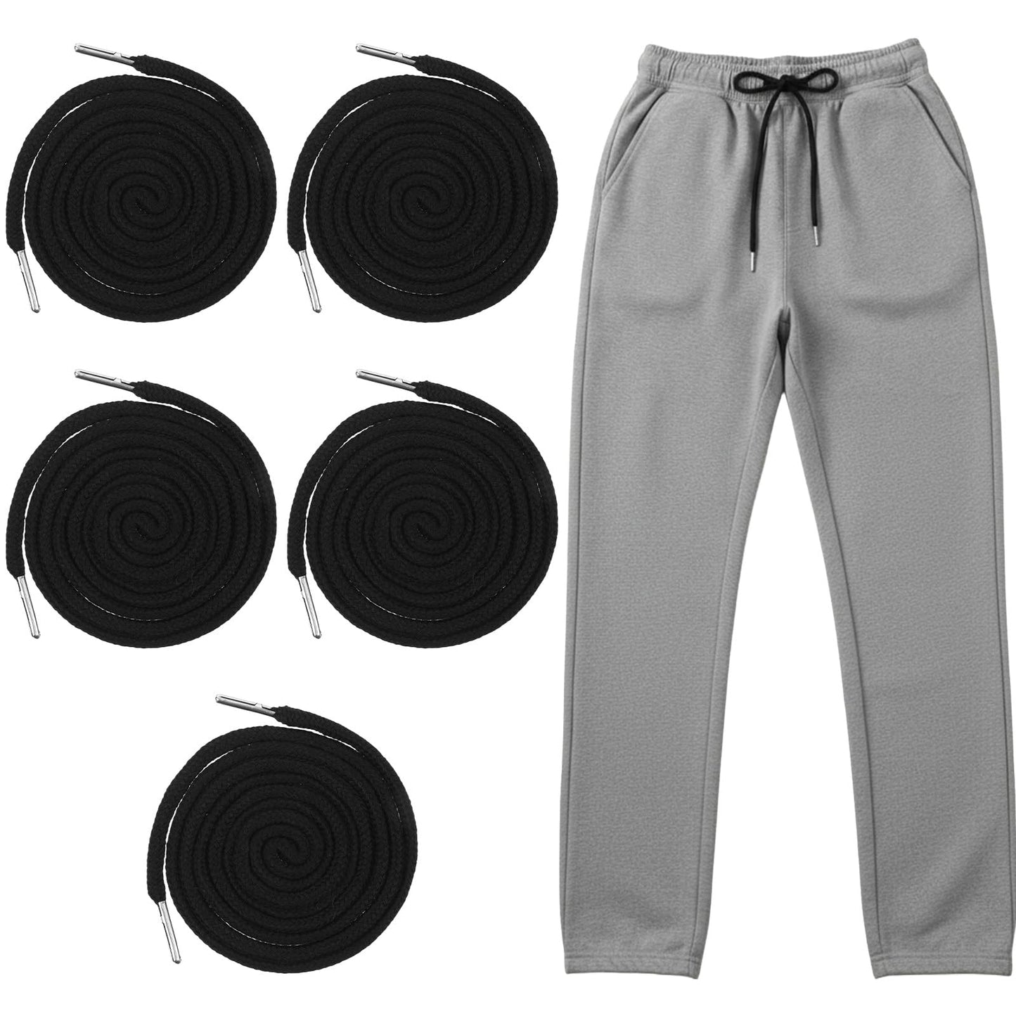 5PCS Hoodie String Replacement Drawstring Replacement for Pants 53 Inches Black Drawstring Cord Hoodie String for Sweatpants Shorts Pants Hoodies Sweatshirt Jackets Coats Bag