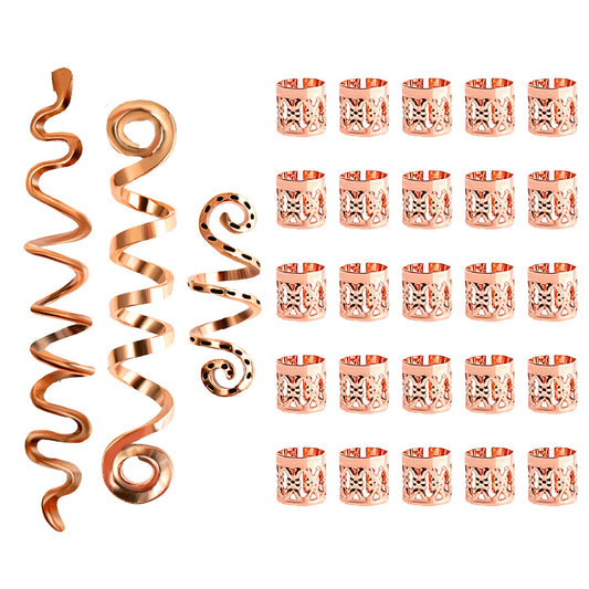 Hair Beads for Braids Spiral Dreadlock Hair Braid Accessories Rose Gold Hair Jewelry Rings Clip Long Hair Cuffs Loc Jewellery Braiding Decoration for Grils Women Men Hip Hop Party Music Festival