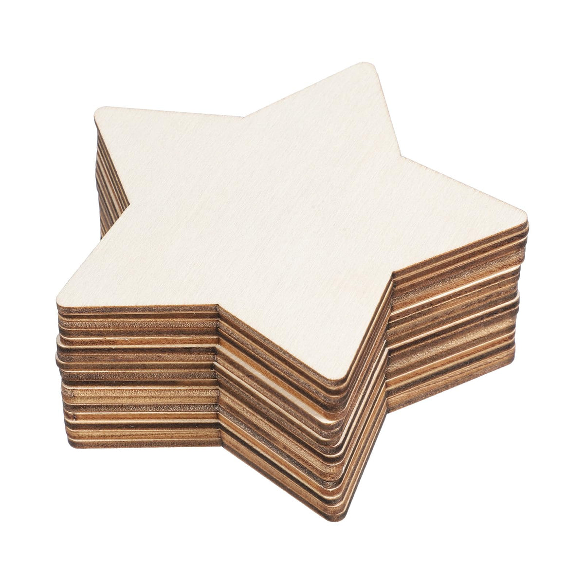 20PCS Wood Stars, 4 Inch Wooden Shapes for Crafts Large Wooden Stars