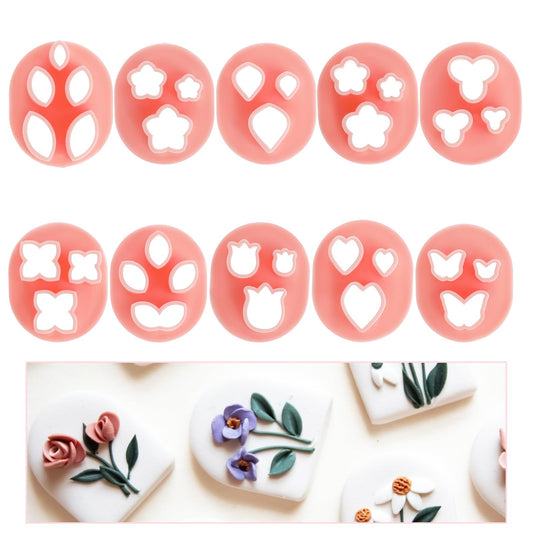 10 PCS Polymer Clay Cutters Mini Flower Petal Clay Cutters Clay Tools Set Earrings Making Mini Clay Cutters Micro Clay Molds Accessories Plastic Clay Molds for Making Jewelry Earrings Crafts