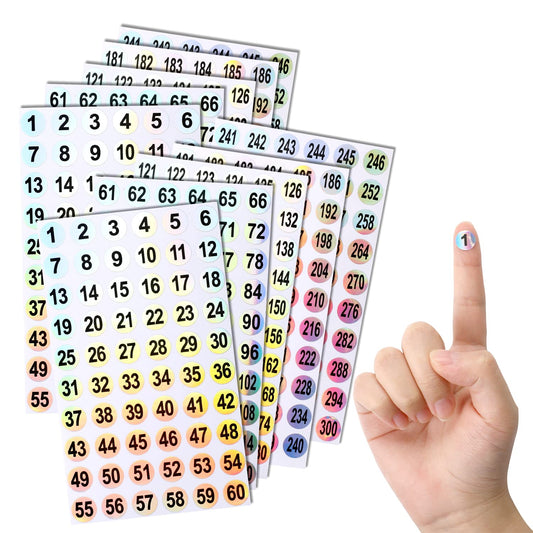 1 to 300 Number Stickers Reflective Laser Number Stickers 10 Sheets 600 Pcs Self-Adhesive Waterproof Labels Number Oven Stickers for Sorting Storage Classification Office School Supply