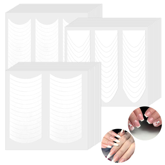 40 Sheets/1488Pcs French Nail Stickers French Nail Tips Guides Self-Adhesive Nail Art Stickers French TipTool Nail Stickers Nail Line Guide for DIY Decoration Stencil Tools
