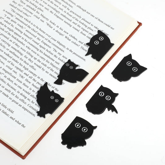 Magnetic Bookmarks for Women, 6 Pieces Assorted Cute Black Cat Book Marks for Reading Unique Bookmarks Kawaii Black Book Markers Clip Gifts for Teachers, Students, Book Lovers, Printing on 2 Side