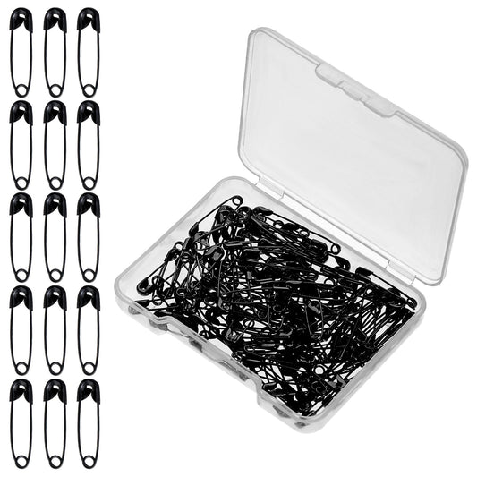 Black Safety Pins, 500Pcs/Box Tiny Clothes Pins Small Safety Pins for Clothes Bulk Metal Mini Saftey Pins for Tags DIY Crafts Hijab Sewing Jewelry Making (19mm)