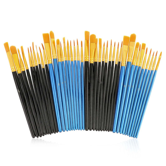 40 Pcs Acrylic Paint Brushes Set Oil Watercolor Paint Brush Artist Paint Brushes for Acrylic Painting Figurines Body Face Nail Art Painting (Black, Blue)