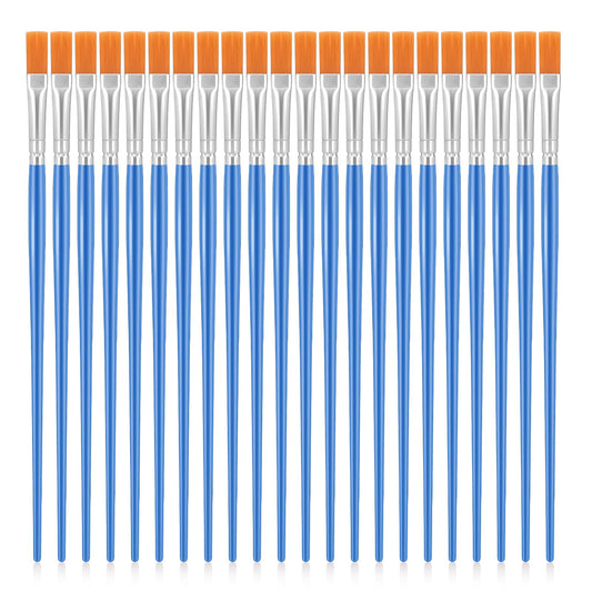 30 Pcs Flat Painting Brushes Small Acrylic Paint Brushes Blue Plastic Paint Brushes Bulk Miniature Paint Brushes for Walls Canvas Boards Detail Painting Water Color Oil Painting, DIY Art Crafts