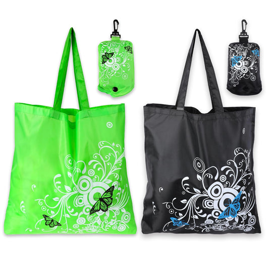 Sliverdew 2 Pcs Large Shopping Bags Flower Shopping Bags Foldable Tote Shopping Bag Reusable Travel Storage Bag Washable Grocery Bags for Daily Use