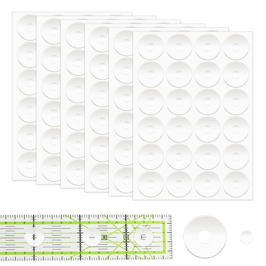 144Pcs Non-Slip Silicone Grips for Quilt Templates, Non-Slip Adhesive Rings, Quilting Rulers Sewing Rulers, Non-Slip Ruler Grip Rings, Adhesive Backing Rings Grips for Sewing Rulers