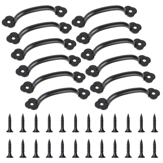 12 Pcs Door Pull Handle Barn Door Handles and Pulls 3.2 Inch Hole to Hole and Outside 4 Inches Long, Zinc Alloy Shed Door Handles Pull Handle with Screws for Cabinets Drawers Kitchen Closet Bathroom