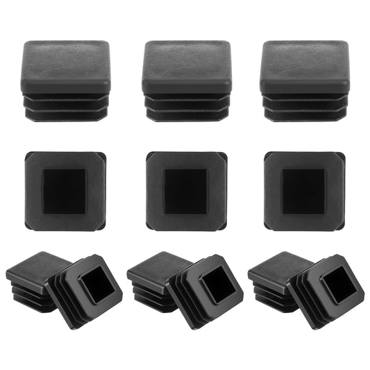 1 Inch Square Tubing End Caps 1"×1" Square Plastic Plug Black Chair Leg End Caps Fence Post Pipe Cap Cover for 1 Inch Squares Metal Tube 12 Pcs