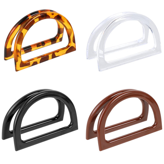 8 Pack D-Shaped Purse Handles Replacement, 4 Color Decorative Bag Handbag Handles Purse Making Supplies for Handmade Beach Bag Crochet Straw Bags