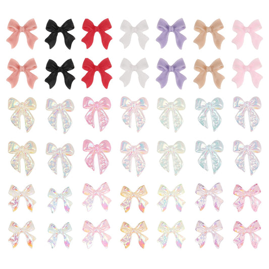 240 PCS Bowknot Nail 3D Bow Charms Art Accessories Nail Colorful Bowknot Nail Charm Acrylic Butterfly Nails Cute Bow Decors Nail Charms for Holiday Parties and Craft Making