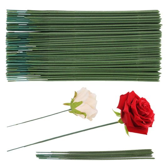 100 Pcs Plastic Floral Stem Plastic Flower Stems Artificial Floral Rod Flower Stem Green Floral Wire Sticks Stem Green Flower Sticks Plant Stub Wire DIY Crafts Bouquet Stem (6.7 inch/17 cm)