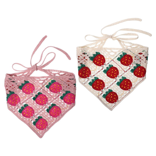 2pcs Knitted Strawberry Bandana Headbands for Women
