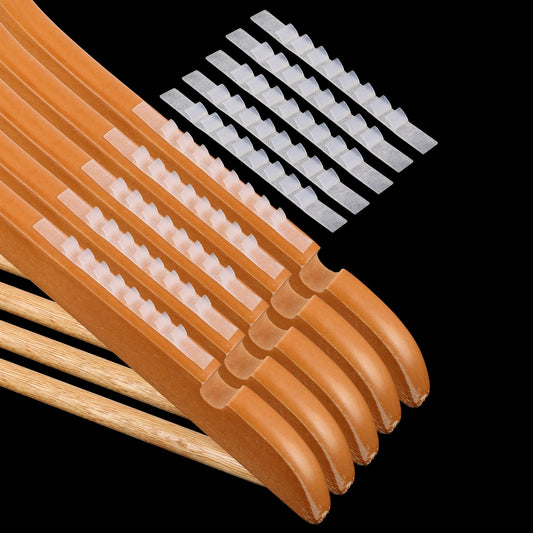 200 Pack Non-Slip Rubber Hanger Grips Clear Rubber Hanger Grip Adhesive Clothes Hanger Strips with Fins or Wood Hangers (2.76" x 0.24")