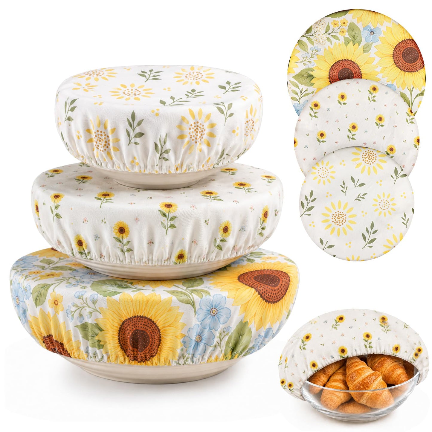 3 Pcs Reusable Sourdough Bowl Covers, Breathable Cotton Bread Proofing Cove
