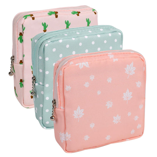 KALIONE 3 Pcs Sanitary Pad Storage Bag, Period Bag Period Pad Pouch, Sanitary Napkin Storage Bag, Pouches First Period Kit for Teen Girls Women Ladies, Storage Bag for Feminine Pads