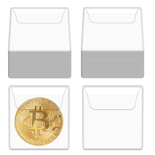 Pack of 100 Coin Storage, Transparent Coin Capsules, Plastic Coin Sleeves, Coin Protector, Small Collection Holder for Coins, Jewellery, Small Items, transparent, 5.4*5.2cm