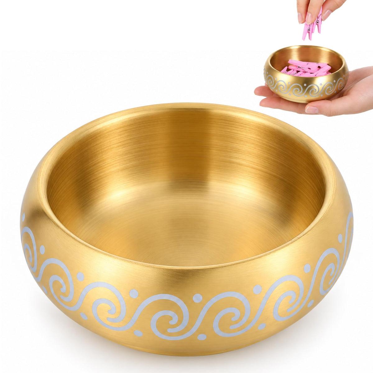Fyntave 10cm Gold Decorative Bowl, Jewelry Organizer for Office Desk Home