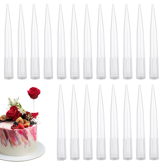 Mozeat Lens 20pcs Plastic Flower Tubes Holder Flower Arrangement Holder Transparent Floral Water Tubes with Picks for DIY Flower,Cake, Flower Arrangement Cake Decorating 70 x 9 mm