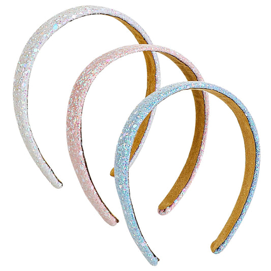 3 Pcs Glitter Headbands for Women, Solid Headbands Rhinestone Headbands Crystal Headband Wide Hair Band for Women Jeweled Headbands Diamond Headband Hair Accessories for Women