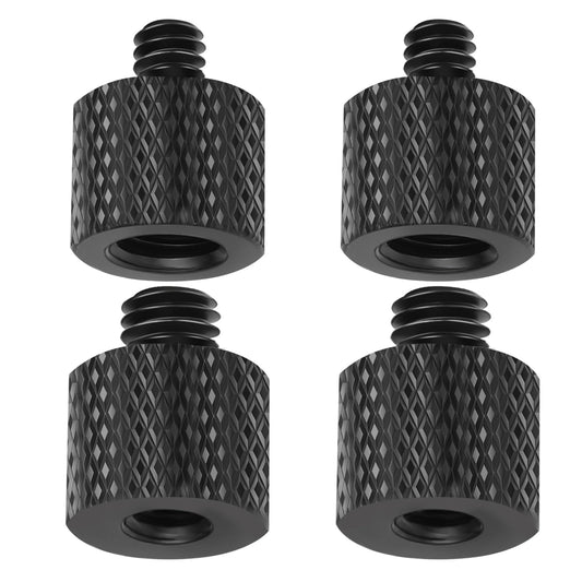1/4 to 3/8 Adapter and 3/8 to 1/4 Adapter, 4 PCS Mic Stand Adapter Set Microphone Adapter 3/8 to 1/4 Tripod Adapter Camera Tripod Adapter for Camera Mount Tripod Stand Microphone Stand (Black)