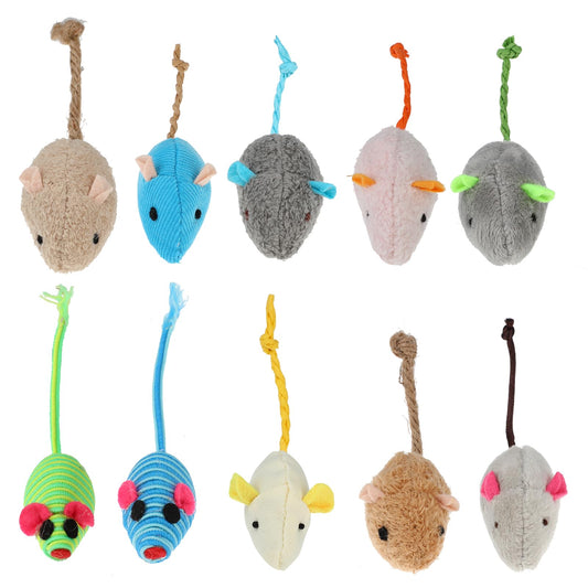 10 Pack Cat Mice Toys Catnip Toy Cats Mouse Plush Cat Toys Interactive Toy Catnip-Filled Mice Toys Biting Toys for Cats For Indoor Cats Realistic Design 10 Color