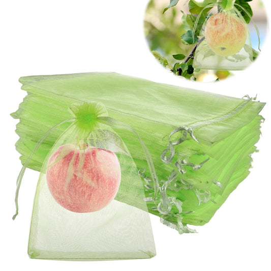 Fruit Nets to Protect Fruit, 50 Pcs 6 x 8 Inch Green Fruit Protection Bags, Mesh Bags Drawstring Fruit Bags for Fruit Trees, Fruit Netting Cover Pest Barrier for Fruit Plant Vegetable Flower Garden