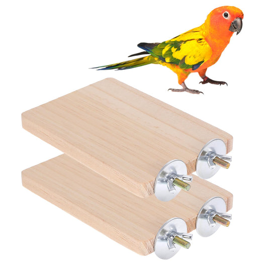 Bird Perch Stand, 2 Pcs 5×3.5 Inches Natural Wooden Bird Perch Platform Rectangle Bird Perches for Cage Wood Bird Cage Accessories for Parrot Parakeet Cockatiel Conure Budgie Hamster Chinchilla