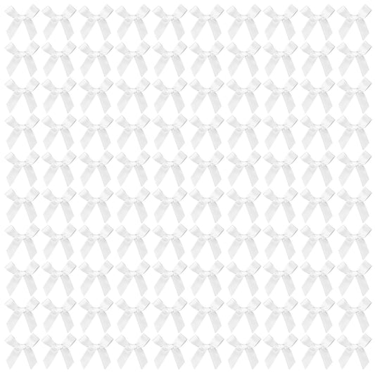 35 PCS Mini White Ribbon Bows, Premade Bows, Small Satin Ribbon Bow, Cute Soft Bowknot Sewing Accessories for Flowers Bakery Wrapping Christmas Wedding Birthday Party Decoration