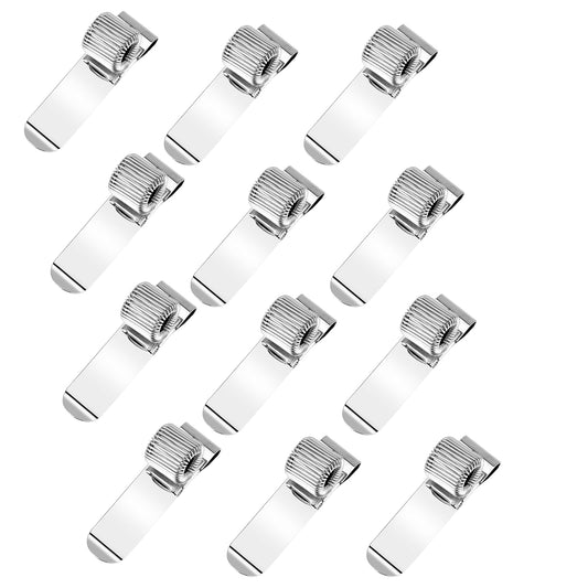 12pcs Universal Stainless Steel Pen Holder with Pocket Clip and Adjustable Spring Loop Pen Loop Clip for Clipboard Notebook